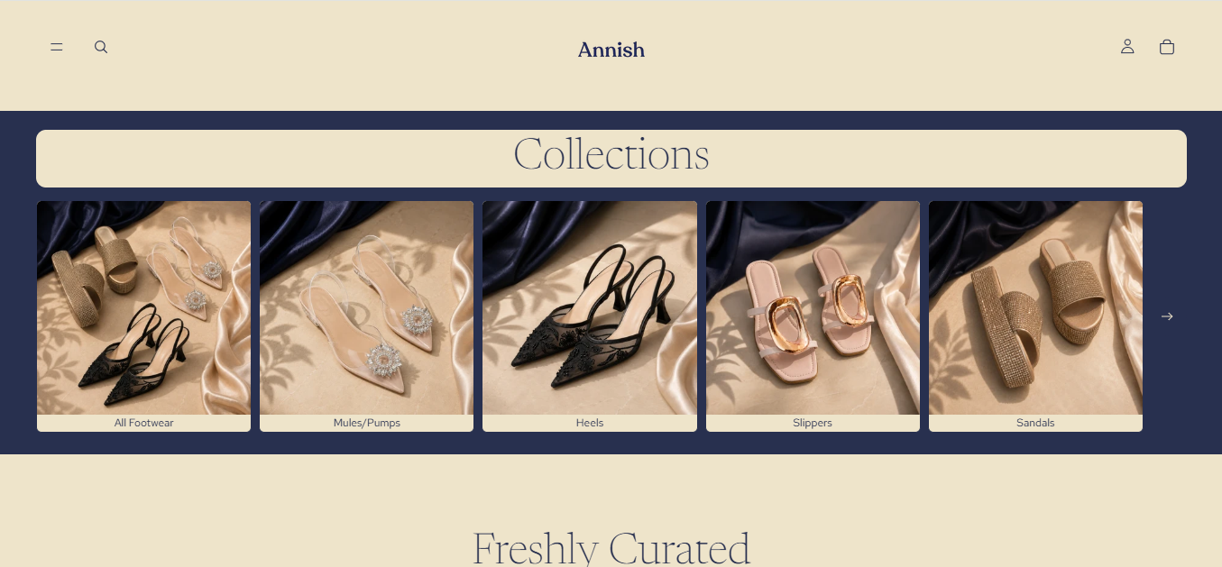 Annish Footwear e-commerce website